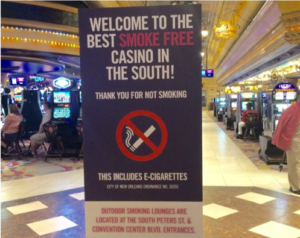 Smokefree casino sign