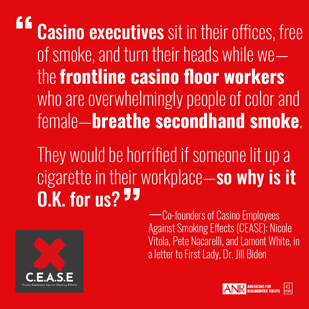 Casino workers are exposed to secondhand smoke - wrote a letter to Jill Biden, FLOTUS