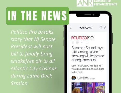 ADVOCATES RESPOND TO NEWS THAT NEW JERSEY LAWMAKERS WILL VOTE ON SMOKEFREE CASINO LEGISLATION